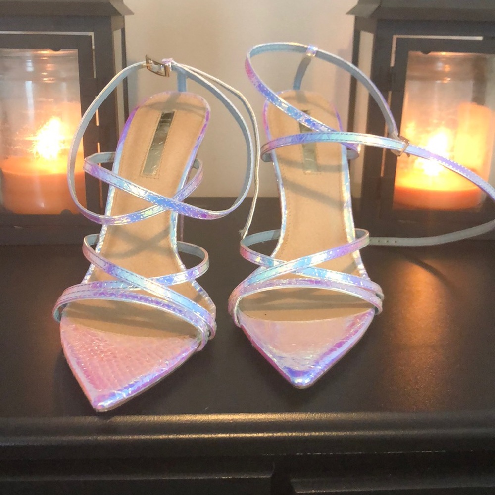 Holographic Pointed Bottom Heels
